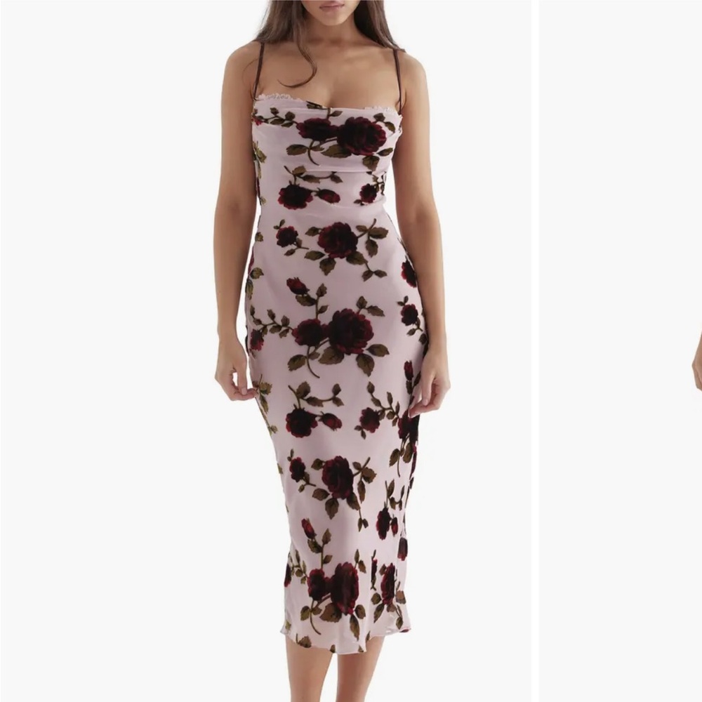 House of CB Brown and Cream Slip Midi Dress